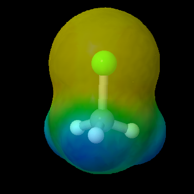 Electrostatic.Pot.Map.Chloromethane.CH3Cl (88K)